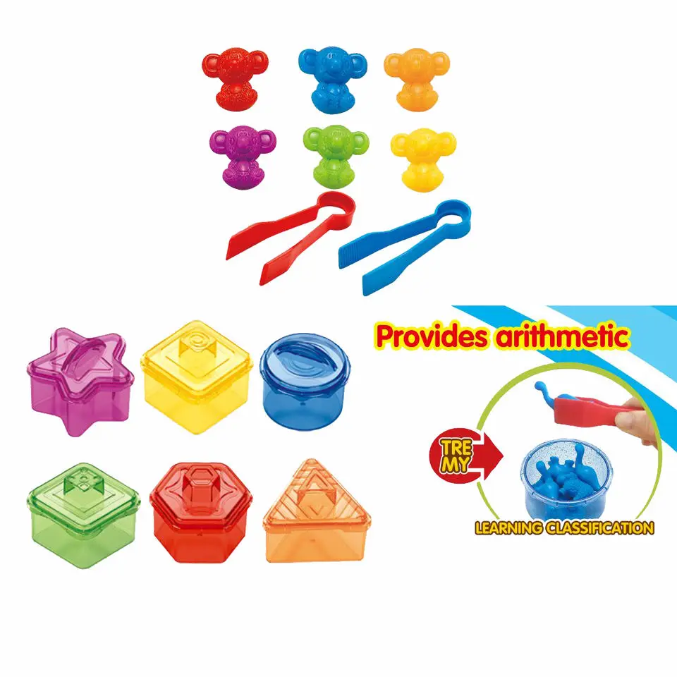 wholesale early Educational  rainbow counting kola dinosaur toy color montessori sorting game