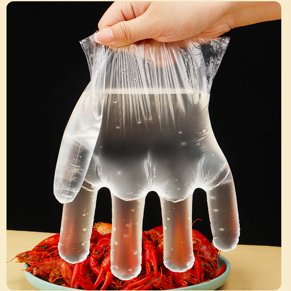Cheap Multipurpose Disposable Clear Kraft Paper Individually WrappedTransparent HDPE Kitchen Food Grade Plastic PE Gloves