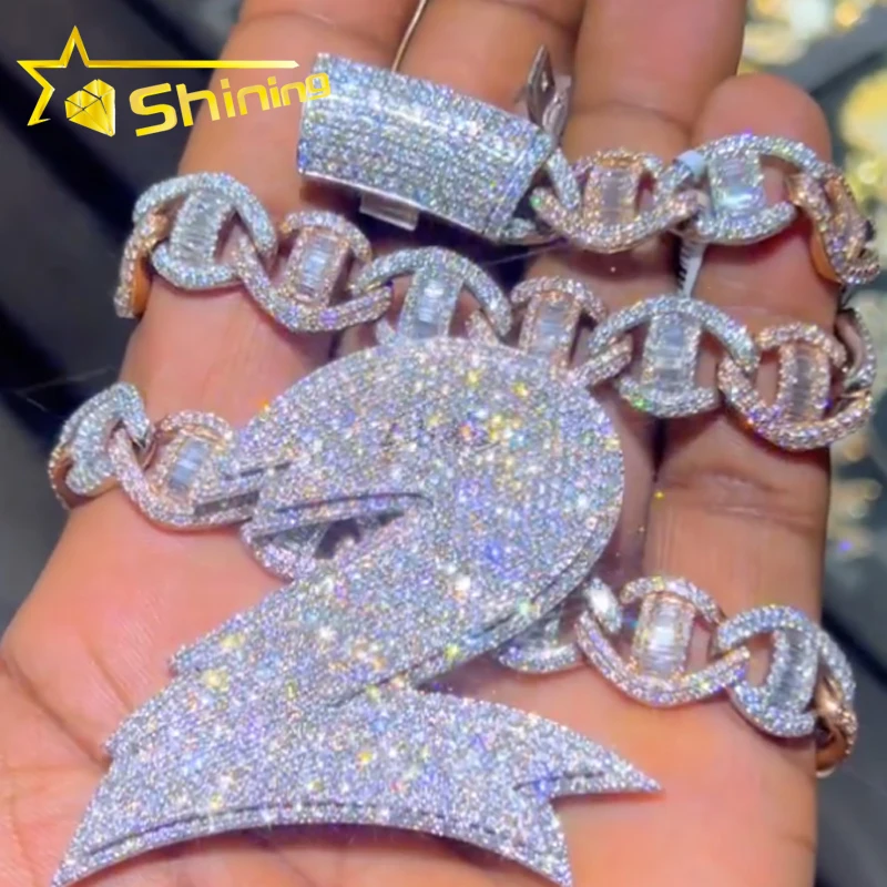 Factory Custom Iced Out VVS Moissanite Lab Diamond Hip Hop Logo Name Pendant Pass Diamond Tester Men silver Jewelry