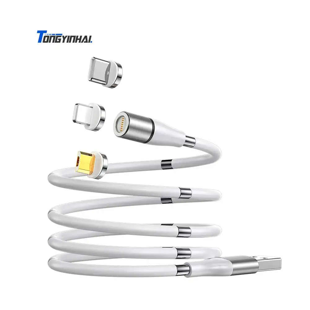 Оптовая продажа новый светодиодный магнитный USB-кабель 3 в 1 для быстрой