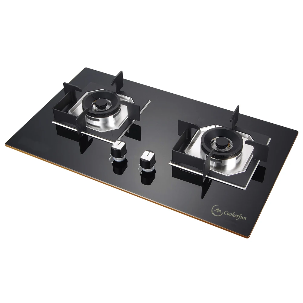 Бытовая кухонная плита со встроенной панелью из нержавеющей стали, газовая плита с 2 газовыми горелками sabaf
