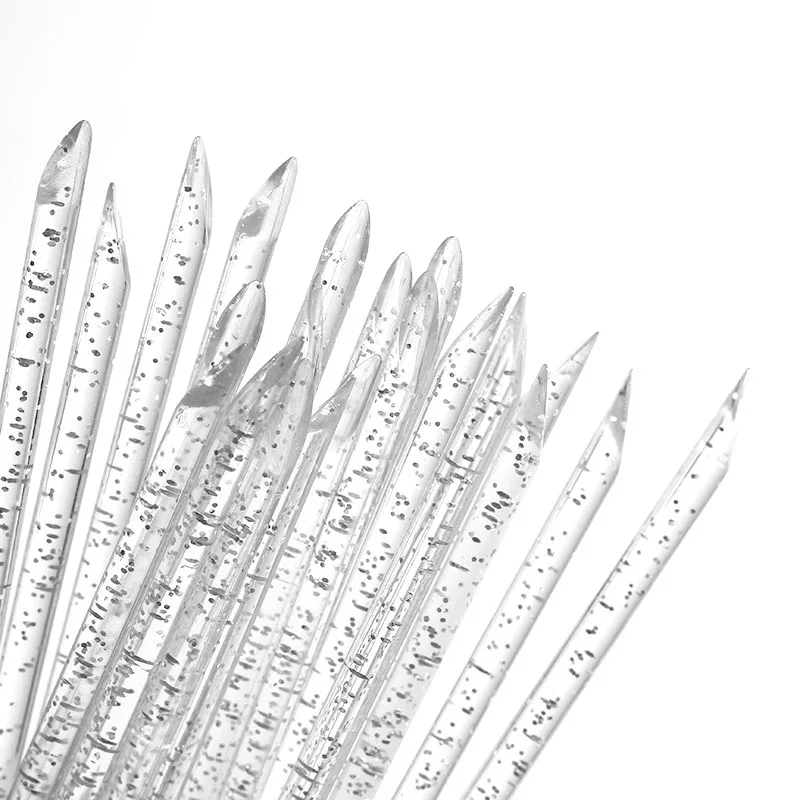 Wholesaler plastic nail manicure sticks cuticle pusher removal double sided crystal cuticle pusher