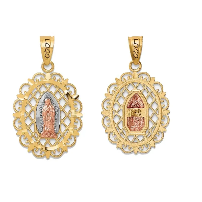 Hot Sale Gold Two-tone Our Lady Of Guadalupe Pendant Necklace