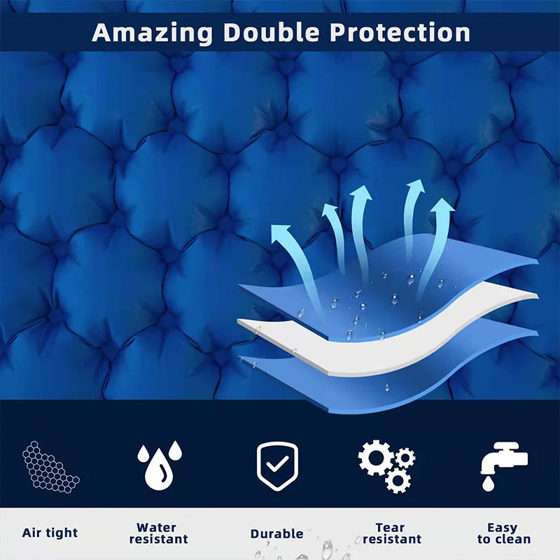 Camping Inflatable 2 Person Sleeping Mat Foot Press Ultralight Extra Thick Camping Double Sleeping Pad with Pillow