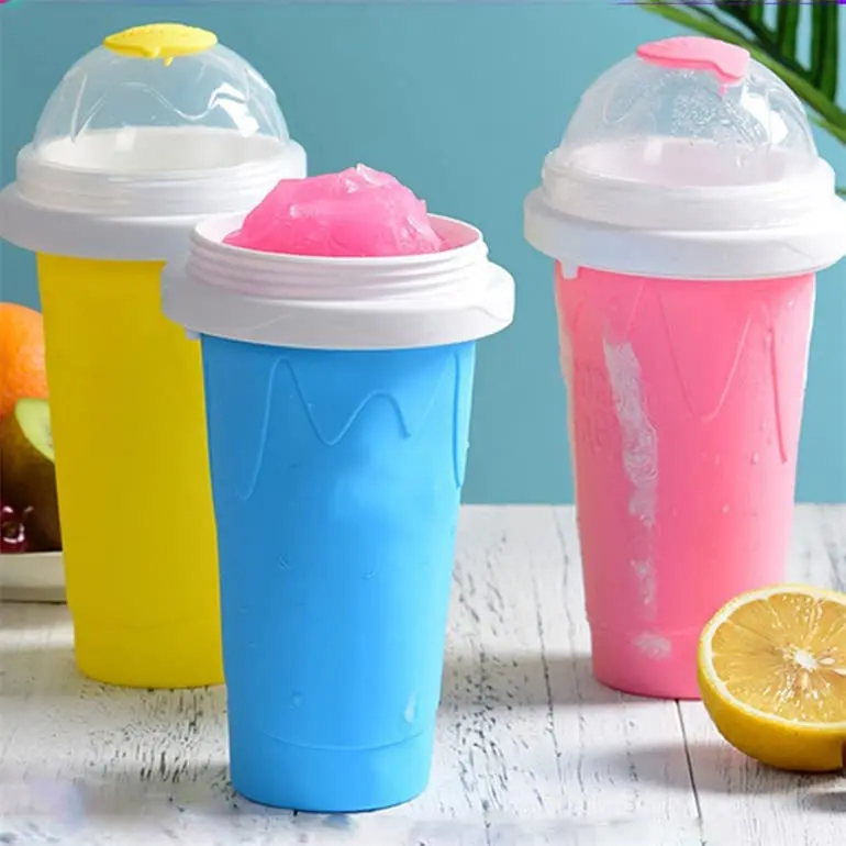 Hot Sale Ice Cream Tool Silicone Frozen Magic Cup Double Layer Slushy Cup Maker