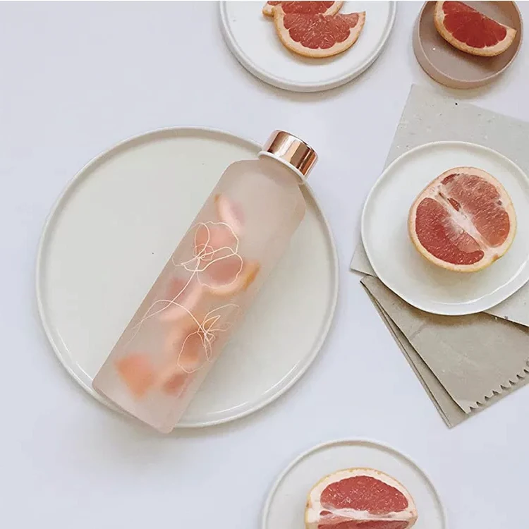 BPA free dishwasher safe eco-friendly motivational borosilicate 1000ml wholesale glass water bottles with bamboo lid