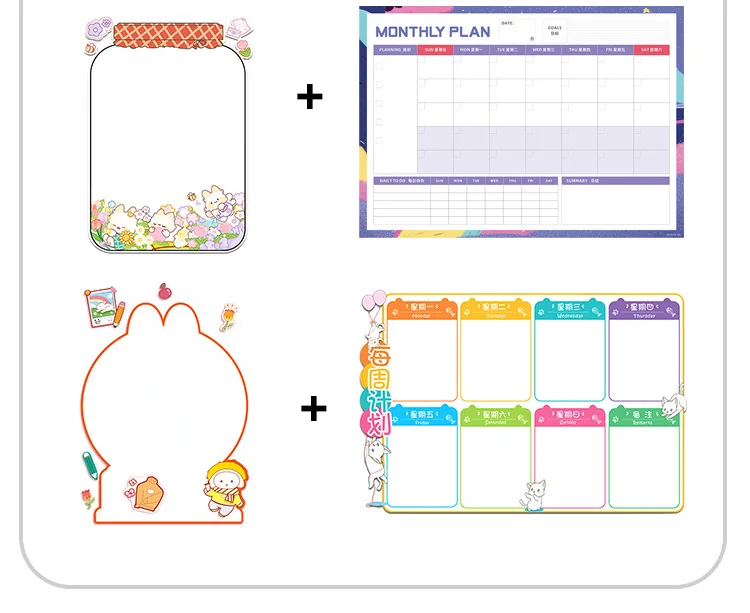 BIGIMAGE Custom Children Family Magnetic Calender Fridge Magnet Weekly Magnetic Planner whiteBoard Notepad Planner Kitchen Menu