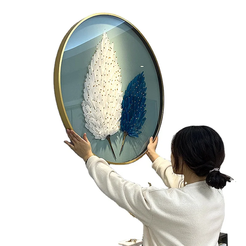 Home decor wall art 3D feather hanging picture Decorative painting party supplies