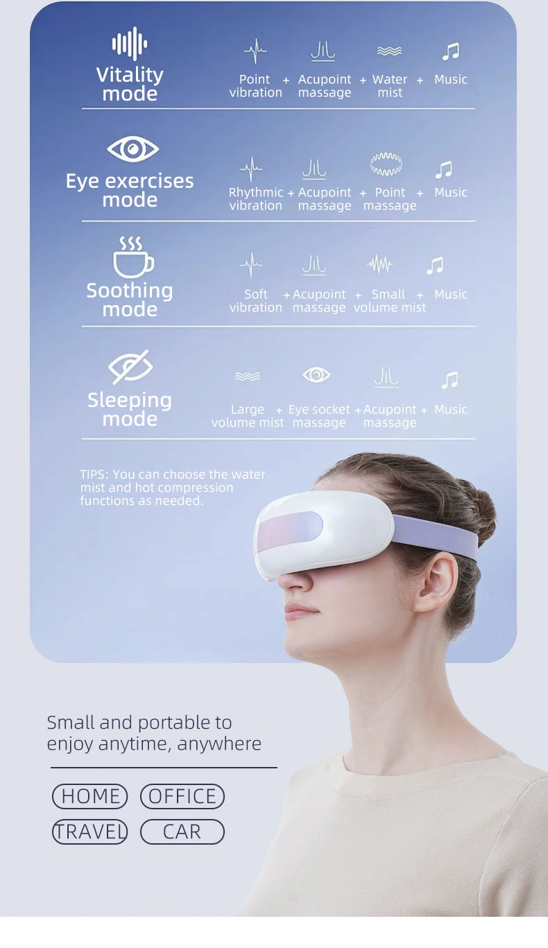 Intelligent Eye Massager Foldable Design with Heat and Vibrating Features Health Care Equipment for Eye Wellness