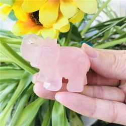 Hot sale crystal Carving Crafts rose quartz crystal elephant for gifts souvenir