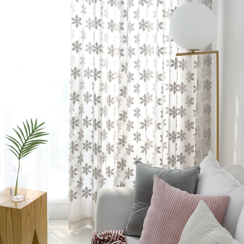 Innermor Embroidered curtains for living room Maple leaf kitchen curtain For bedroom Window ready made Curtain Customized