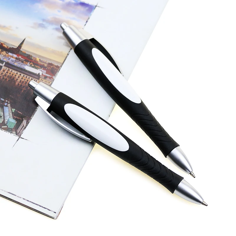 BECOL Wholesale Creative Fat Advertising Ballpoint Pen Customized Click Writing Pens Black Plastic Ball Pen for Business
