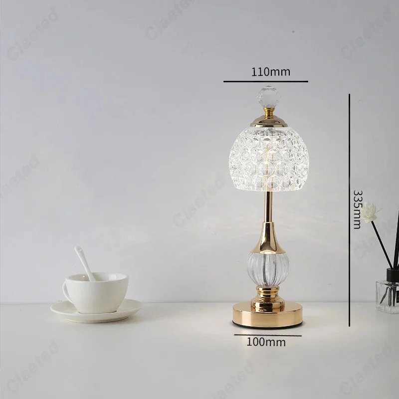 Nordic Retro Home Decoration Night Light New Metal Crystal Acrylic Table Lamp with Bamboo Body Stone Shade Bedroom Bedside