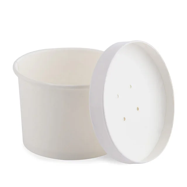 
Custom logo disposable food grade take away hot paper soup cup with lid 