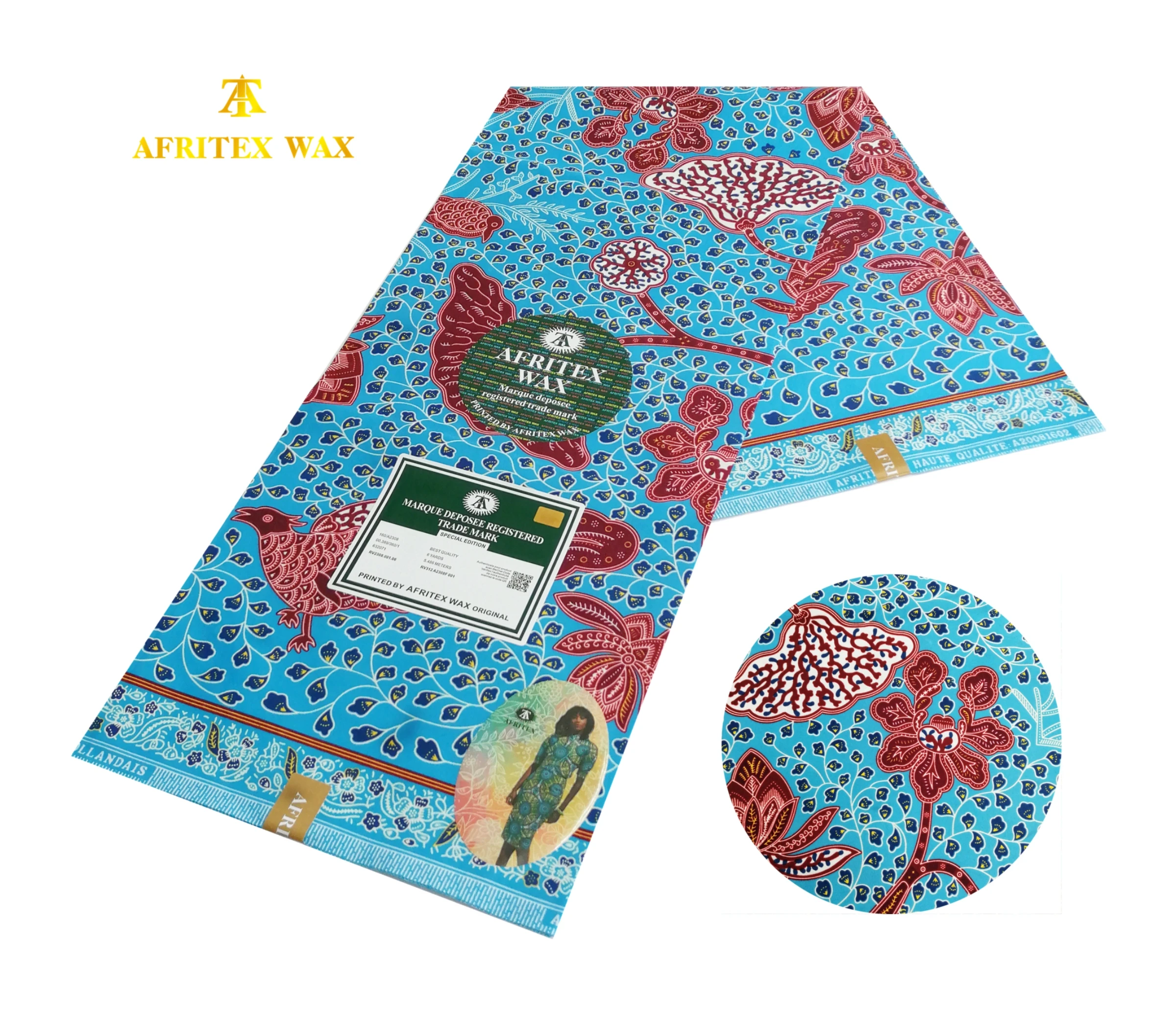 Wholesale high quality polyester super congo wax java print fabric 6yards for african wax