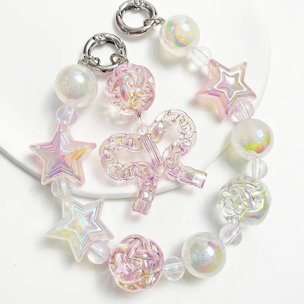 Factory Direct Transparent Colorful UV Wool Ball Loose Beads Cell Phone Chain Jewelry Acrylic Round Beads