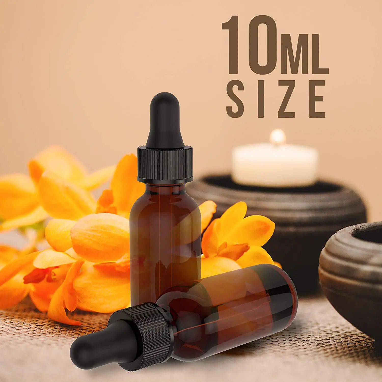 10ml Amber Glass Essential Oil Bottle With Child Proof Tamper Evident Cap Or Orifice Reducer