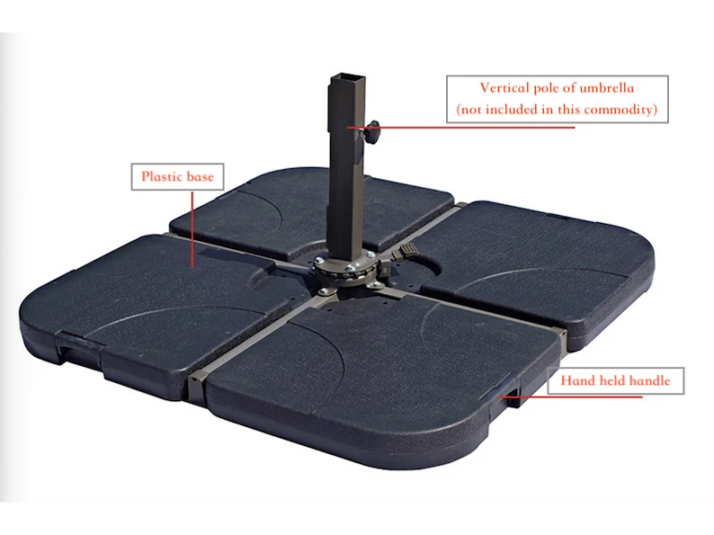 Factory Sales Outdoor Beach Plastic Water Filled 4pcs Garden Umbrella Plastic Base Cantilever Patio Umbrella Plastic Base