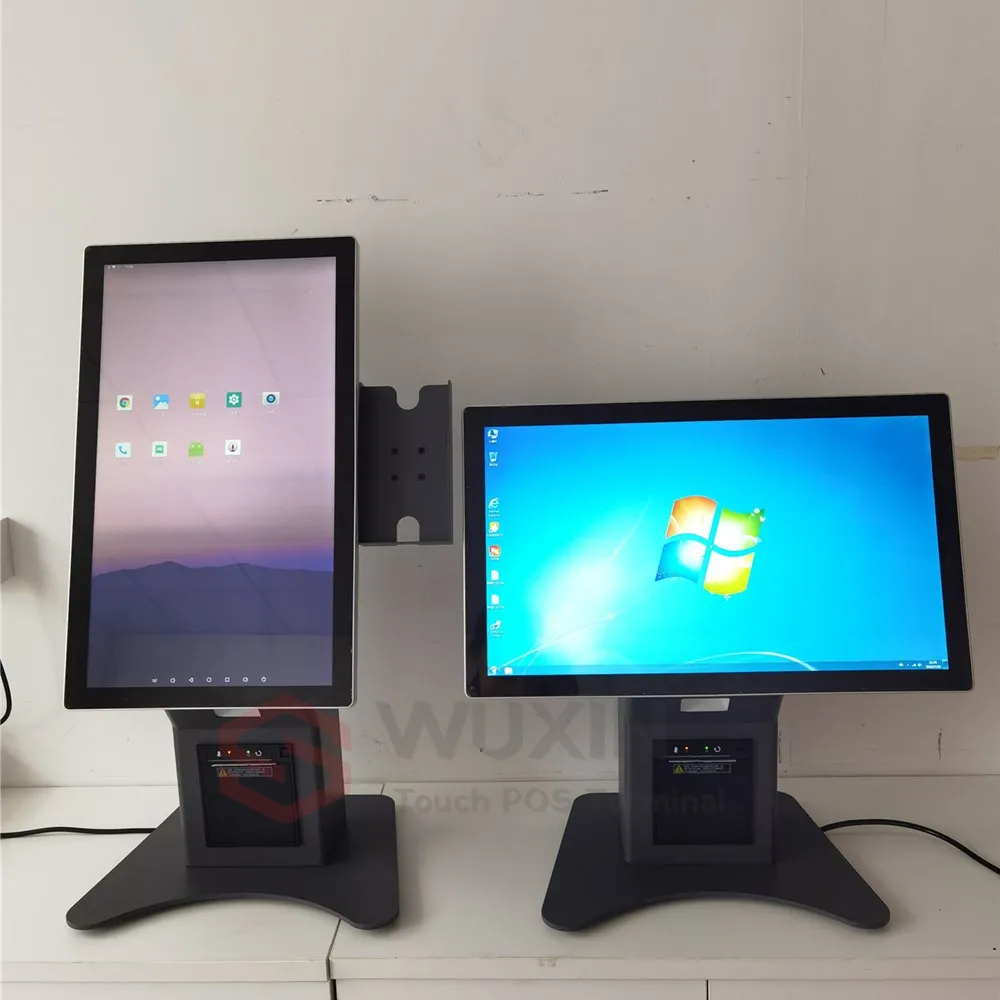 WUXIN 21.5 27 24 inch nfc reader  kiosk price  Restaurant Desktop touch screen self serving payment terminal self checkout kiosk