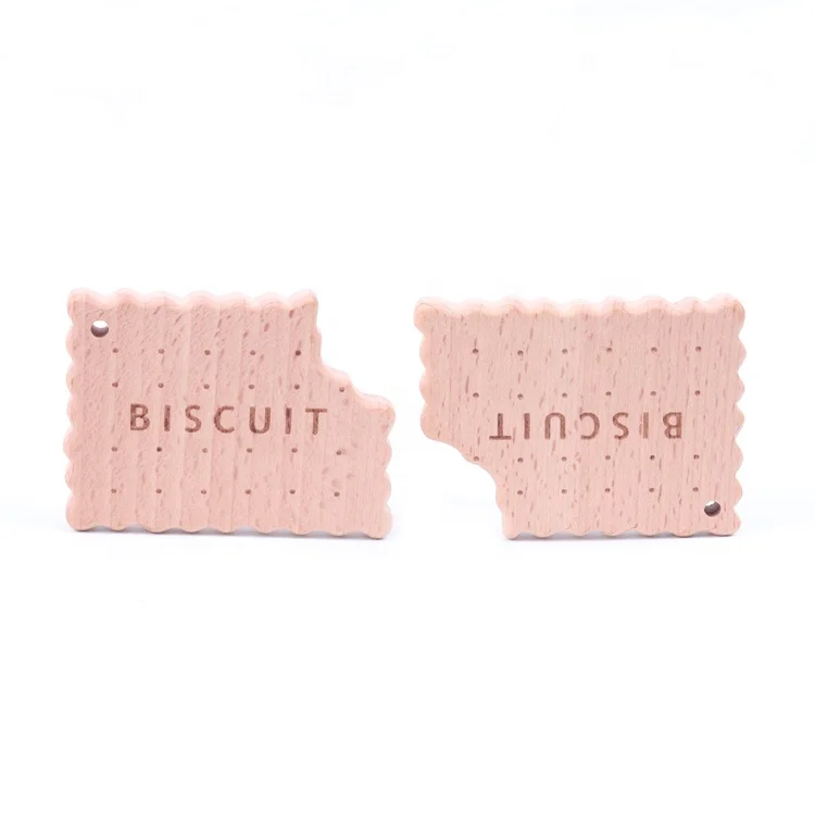Accessories Baby Shower Gifts Infant Cookie Baby Wood Teether Biscuits Shape Natural Wooden Baby Teether Toys Wood Teething