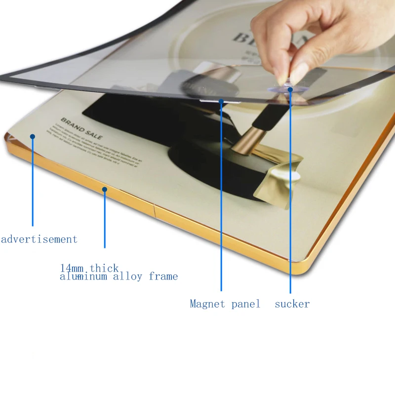 Acrylic wall hung creative aluminum alloy poster magnetic advertising metal picture frame