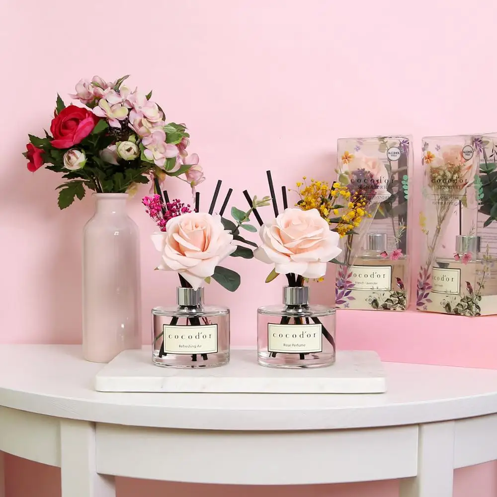 cocodor Reed Diffuser with Preserved Flower, Black Cherry Reed Diffuser, Home Decor & Office Decor, Fragrance, 6.7oz