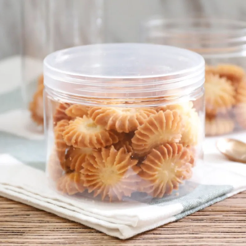 
Disposable PET clear plastic food container cookies packaging jar 