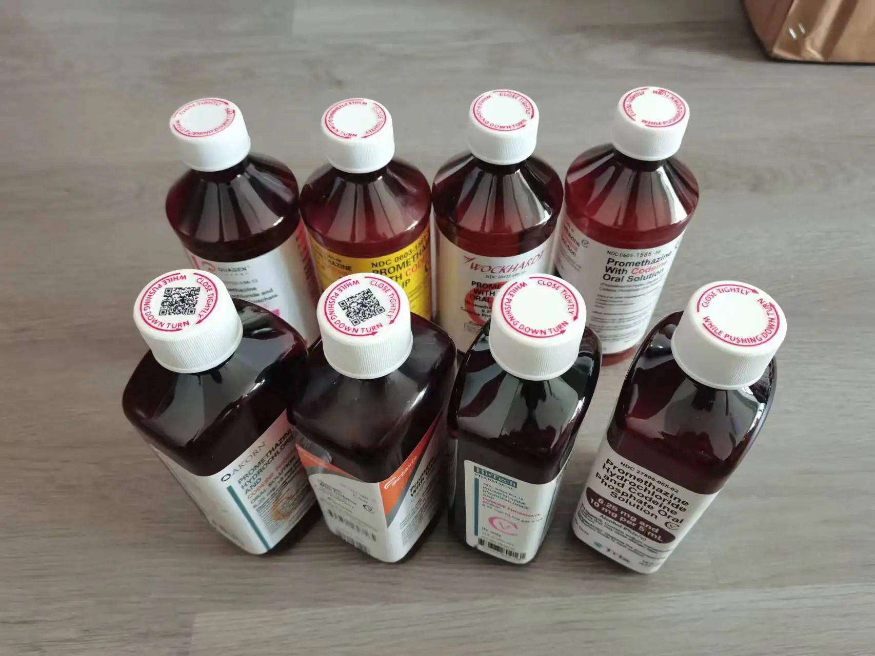 16oz 473ml Empty Amber Cough Syrup Wockhardt Hi-tech Tris Plastic Bottle with CRC Lids and Aluminum Foil Seals
