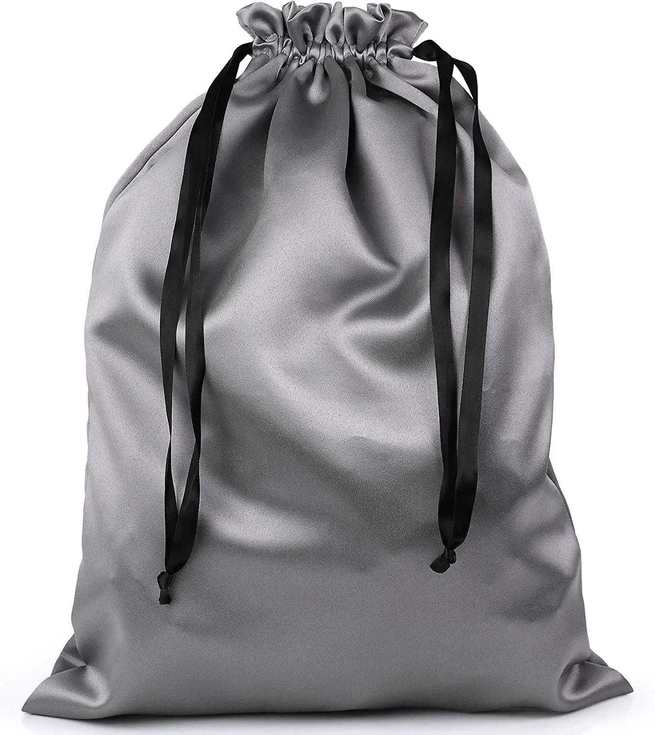 Custom Silky Satin Drawstring Pouch Makeup Storage Pouch and Jewelry Pouch with Dust Bag for Hair Wig Packaging Makeup Storage