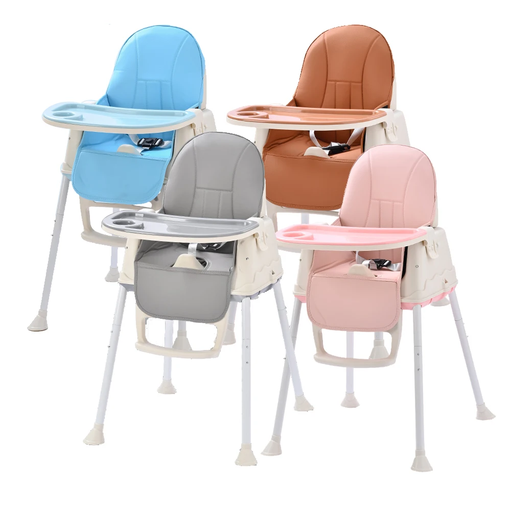 OEM Kitchen Feeding Dining Chair Height Adjustable with Detachable Tray Safety Belt Soft Cotton 4 in 1 Baby feeding High Chair
