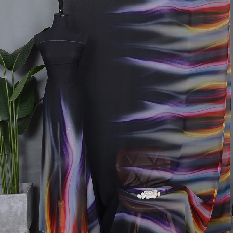 top quality gradient indonesia Digital Printing Screen floral clothing Dress Print Designer Chiffon Silk georgette Satin Fabric