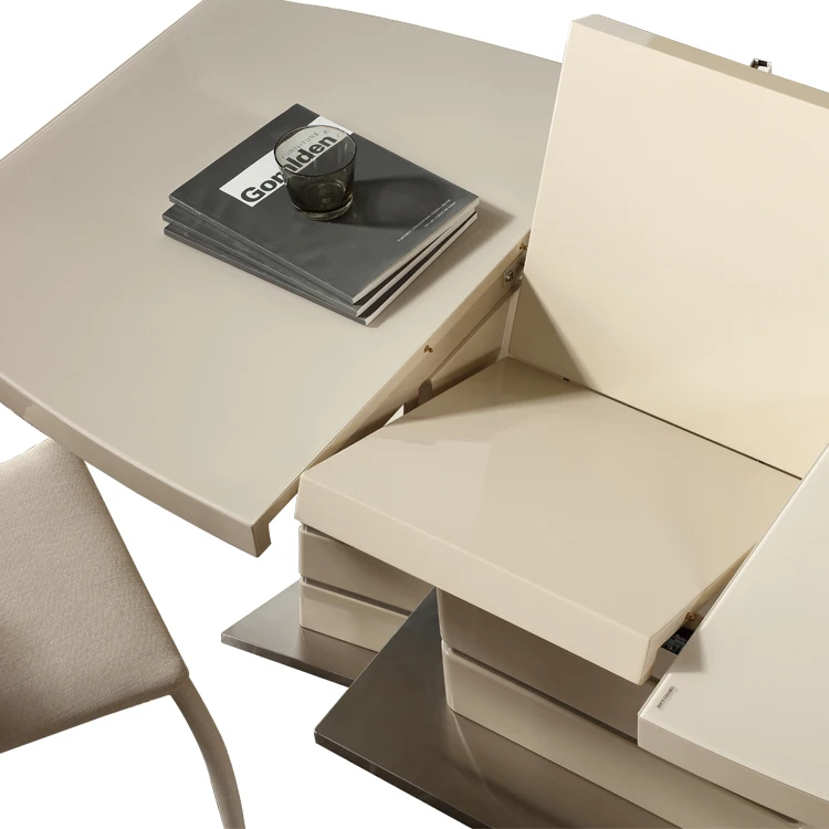 Luxury & Excellent quality high gloss convertible dining table 2-8 seats space saving for living room hot sale