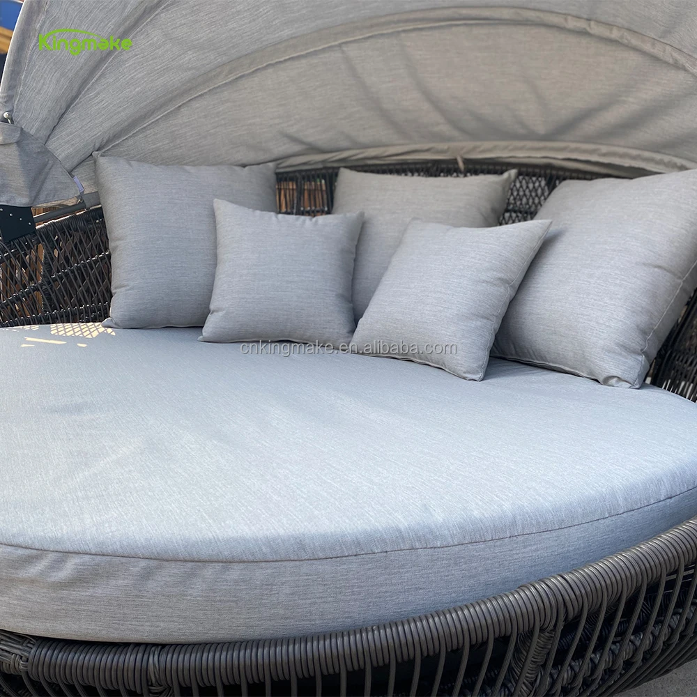 waterproof triangle shape rattan sunbed lounger used in hotel villa outdoor furniture sunbed