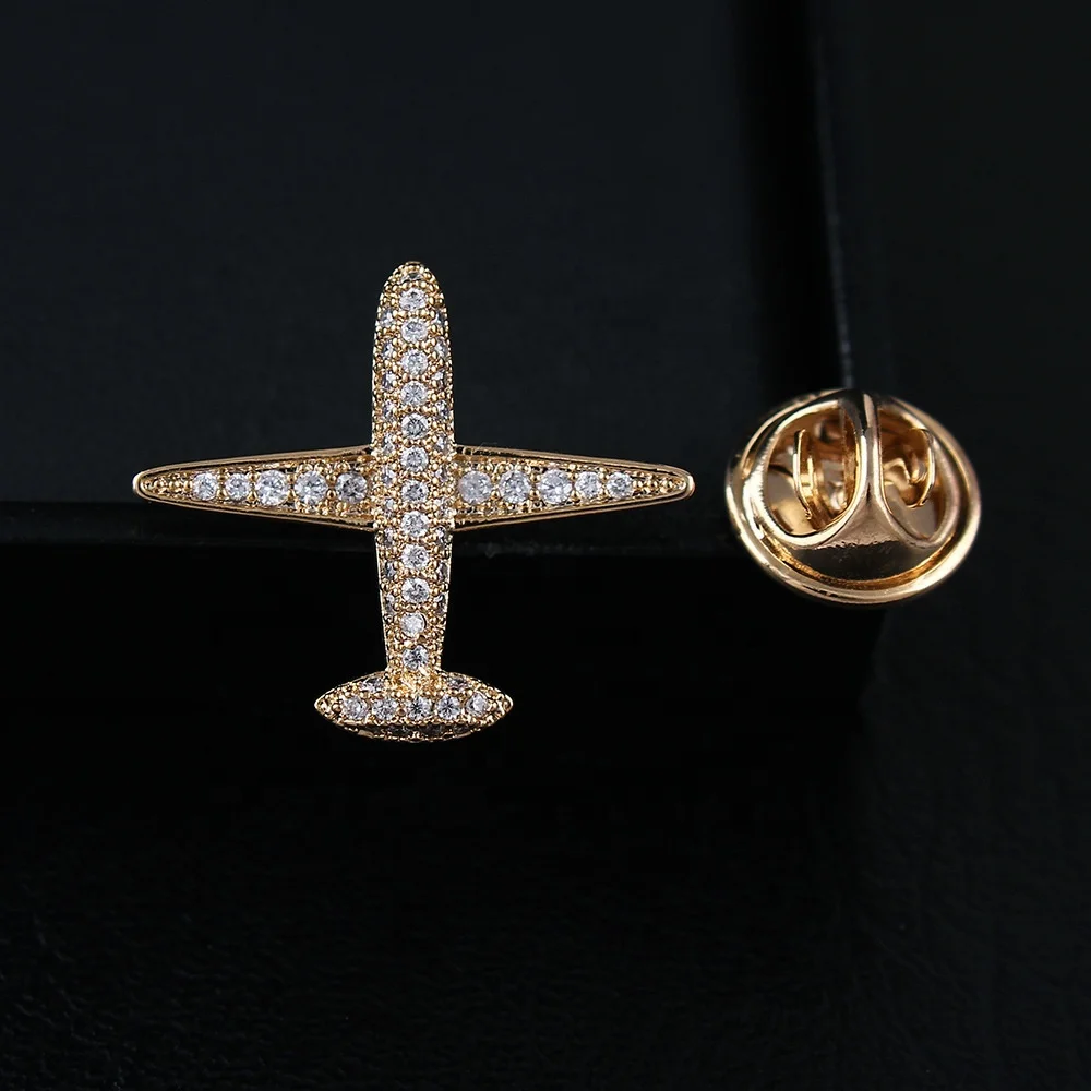 valentines day gift Cheap Men wedding Brooch Decorative Zircon airplane Pin Fashion Accessories Jewelry Gift Hijab plane Pins
