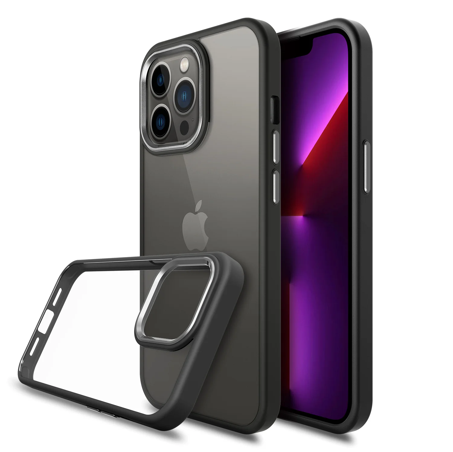 Factory Price Wholesale Designer Anti Fall Scratch Resistant 2mm Clear Transparent Alloy Ring Shockproof Case For iPhone 13 14