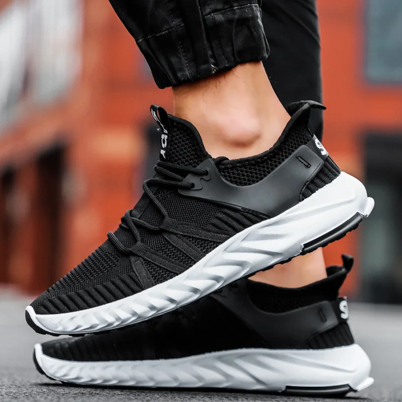 
Custom logo knit woven white fashion sport shoes men sneakers stocklot 