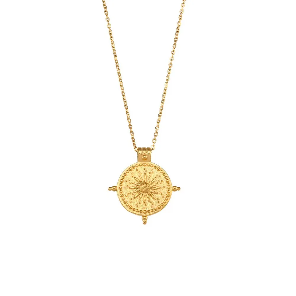 Hot Selling 18K Gold Plated Vintage Sun Compass Pendant Necklace New Europe America Fashion Personality Jewelry for Gift
