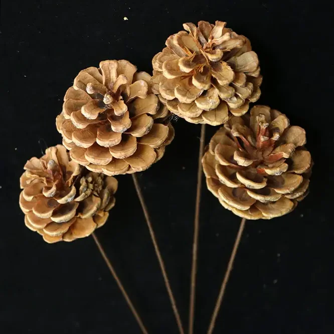 Hot sale christmas decorations hanging christmas trees with gold plated pine cones and pinecone with bamboo poples
