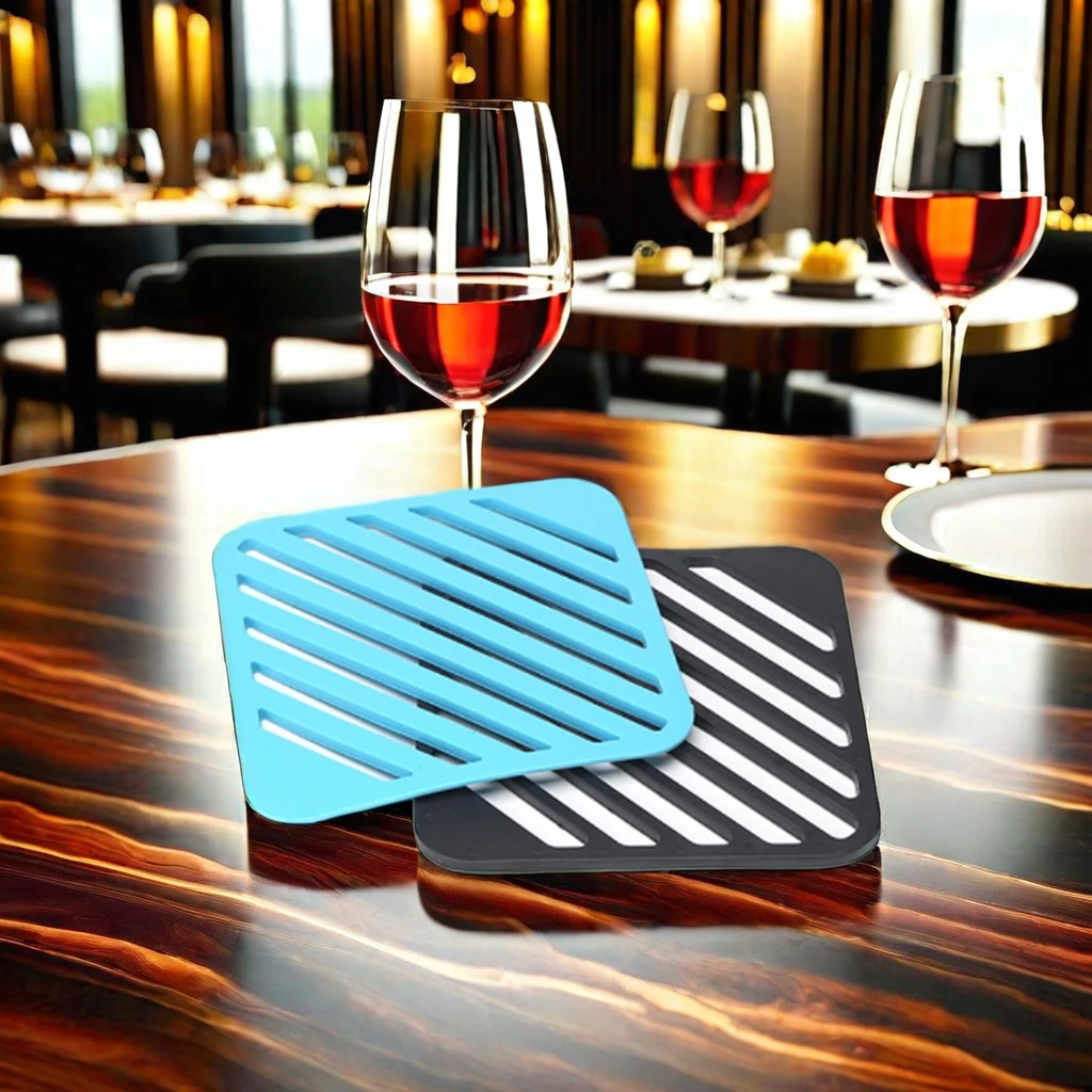 Custom Printed Black Rubber PVC Place Mats Machine-Washable Soft Silicone Table Mat with Logo Customizable Placemat/Pad