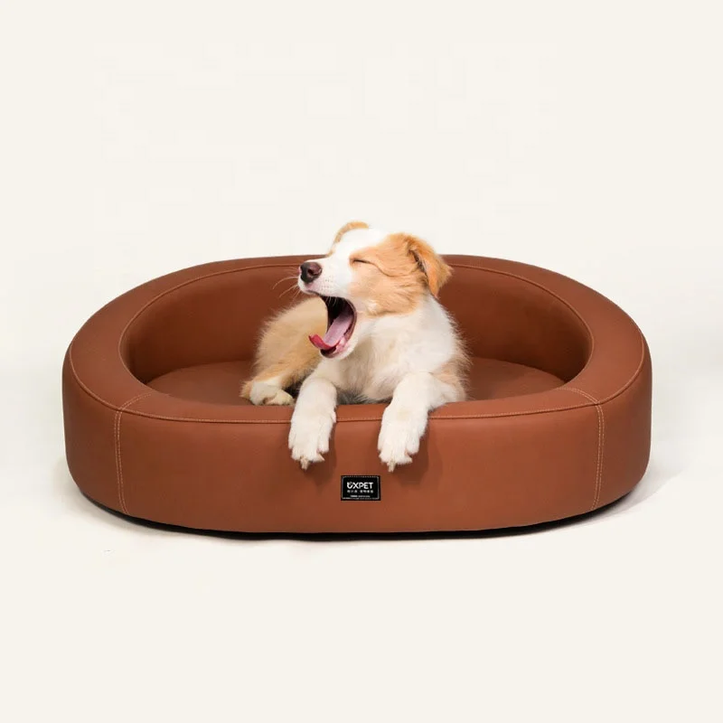 Kinghon Indoor Luxury Small Puppy Medium Large Dog Cat Bed Wooden Top Quality Customized Leather Anti-grappling Human Pet Sofa