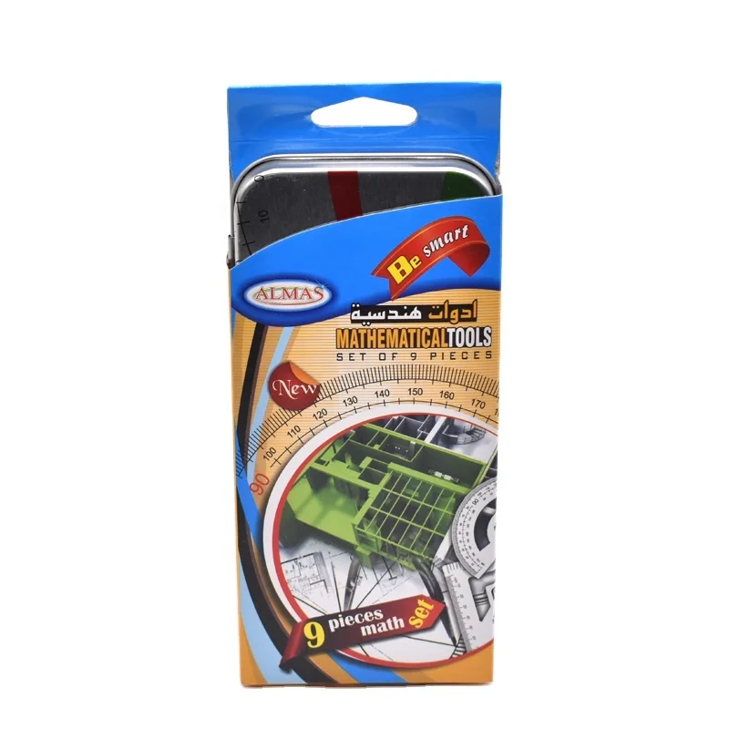 Бесплатный образец, хорошее качество, канцелярские принадлежности, математический набор, жесть, геометрический инструмент, набор канцелярских принадлежностей для школьников