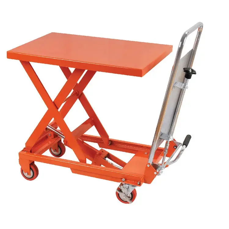 Hot Selling Max Lift Height 730mm High Quality Manual Hydraulic Double Scissor Lift Tables with Rollers
