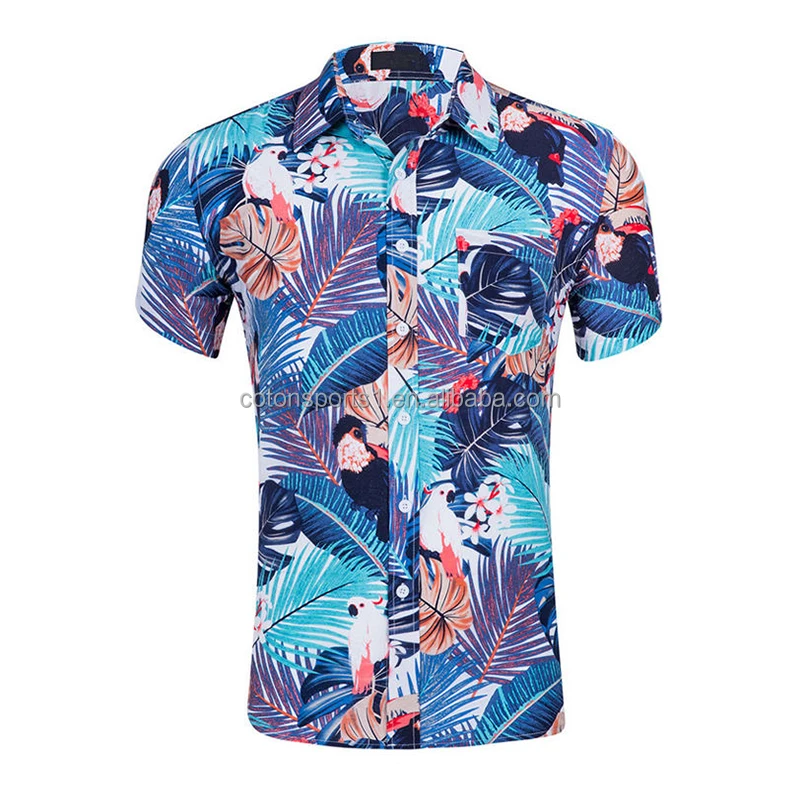 Swimwear Plus size vintage beach hawaiian shirt short sleeves printed customize floral Shirt men clothes