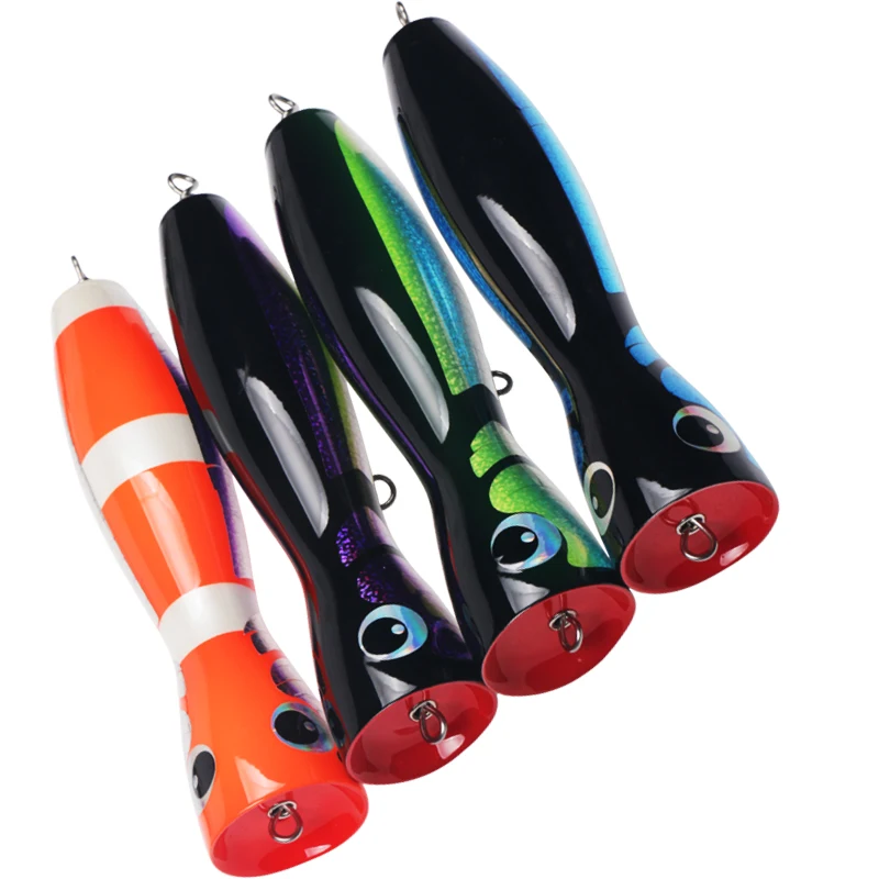 Factory price Wood Popper Lure Tuna Big Game Fishing Wooden Stick Bait Surface Trolling Lure