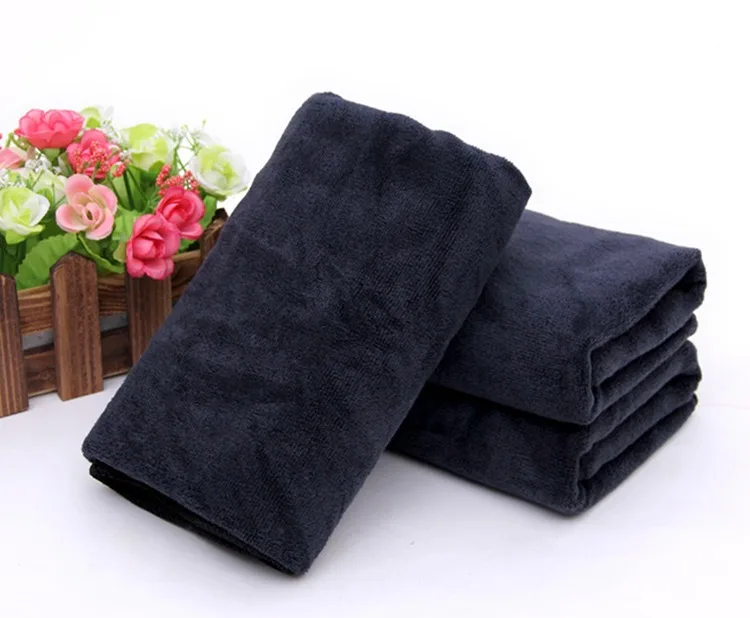 Custom Logo Super Absorbent 100% Cotton Black Bleach Proof Hair Salon Towel