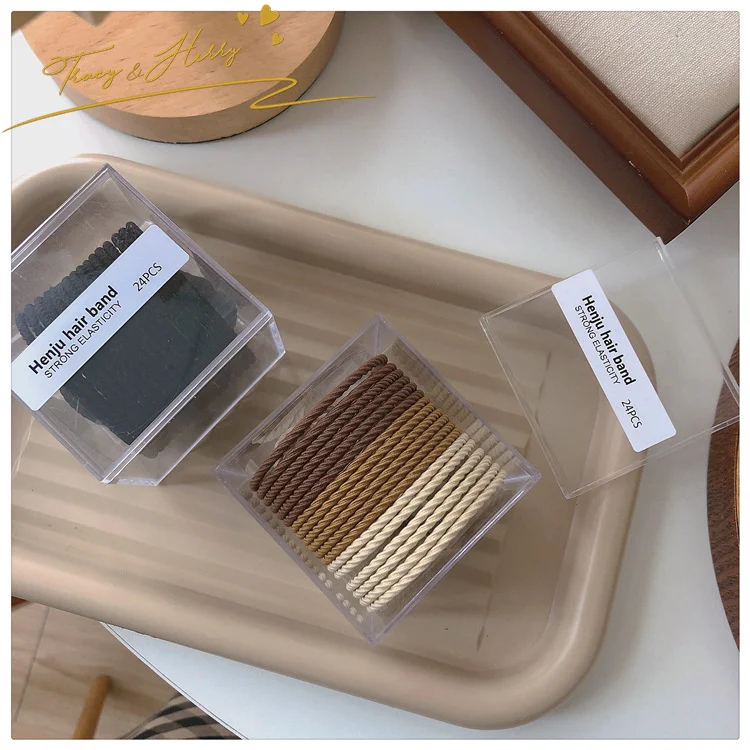 Tracy & Herry 50 Pcs High Elastic Rubber Band Hair Holder Pony Tail Candy Color Ornaments Girl Hair Bands Elastic