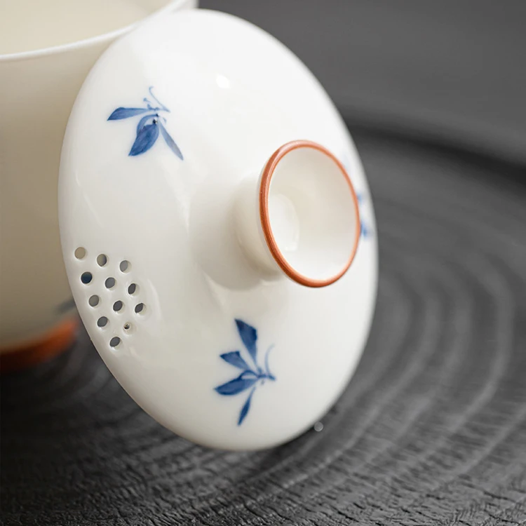 Luxury Portable Butterfly Orchid Travel Ceramic Teapot Outdoor Tea Quick Cup Set