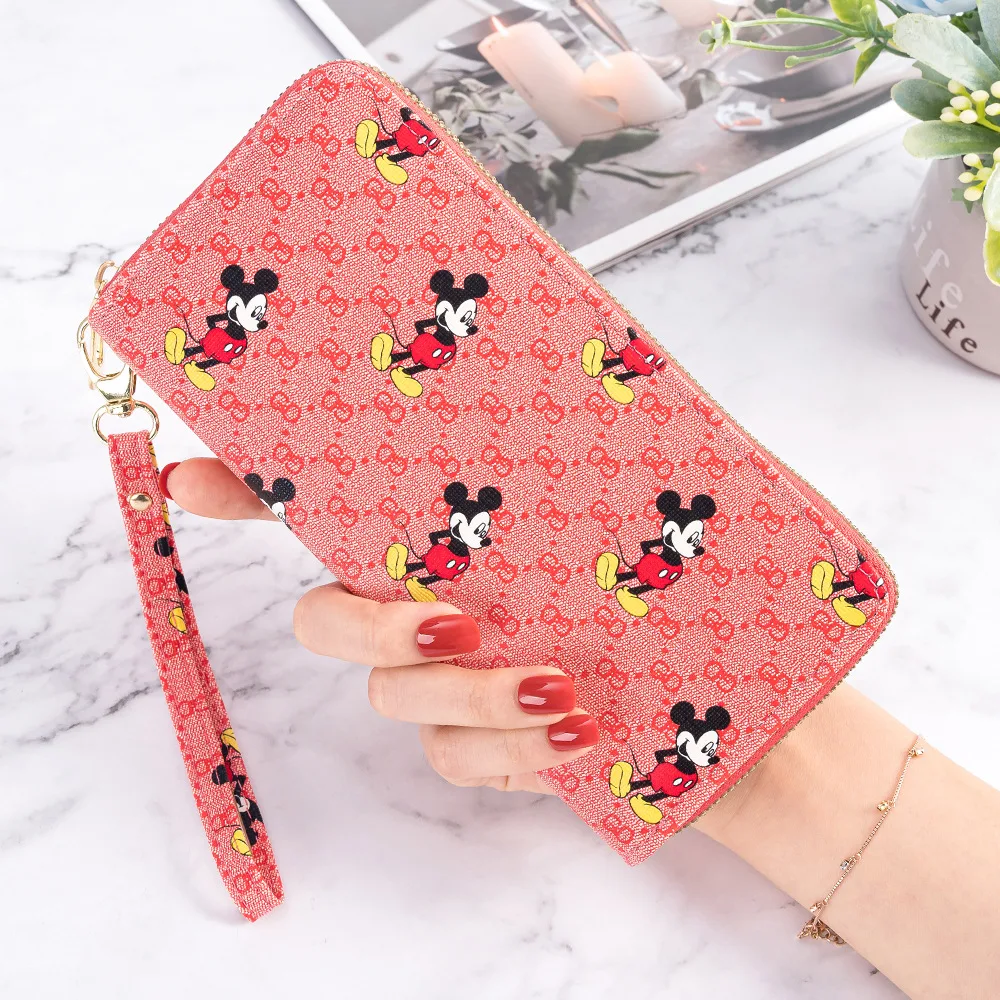 Новинка, Длинный кошелек из искусственной кожи с Микки-Маусом для женщин и девочек, сумка для мобильного телефона, женский подарок