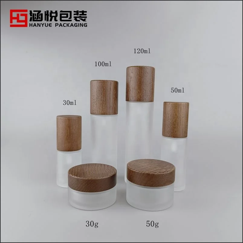 clear glass bottle 20 ml 30 ml 50 ml 150 ml 200 ml face cream jar transparent glass jar with bamboo lid and spoon