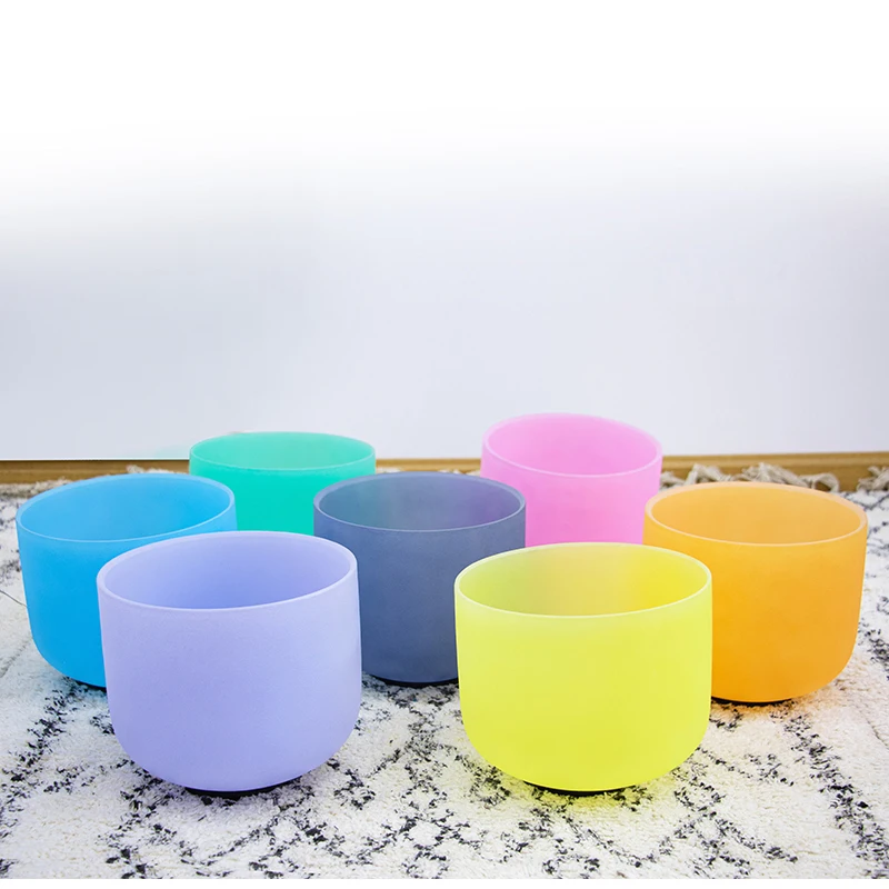 8'colorful crystal singing bowl set quartz singing bowl set for musical meditation